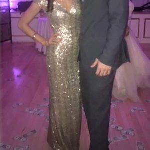 Gown - Badgley Mischka for Cache Gold Sequins Dress